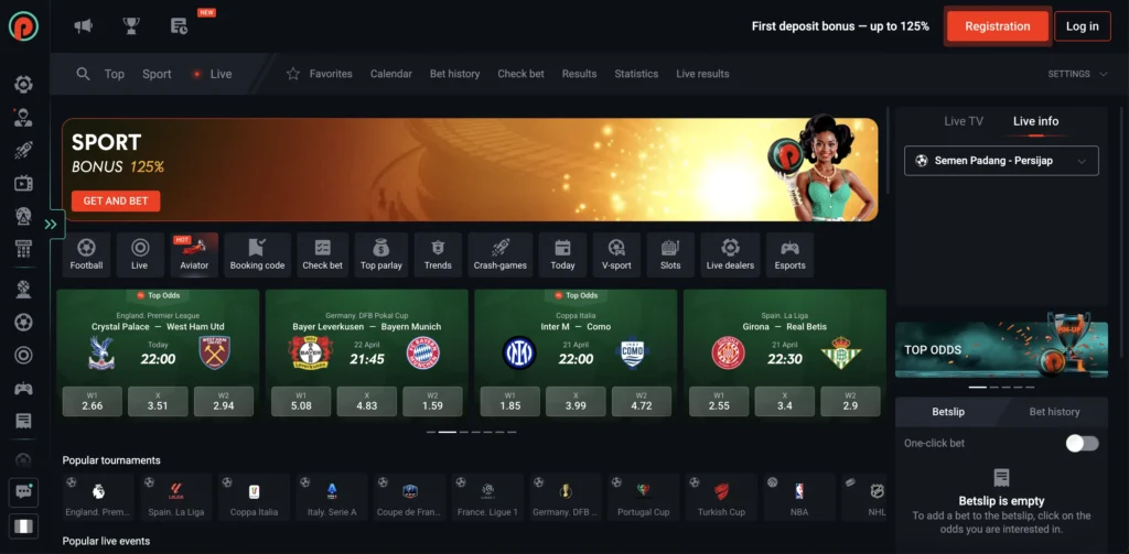 Pin Up Homepage interface